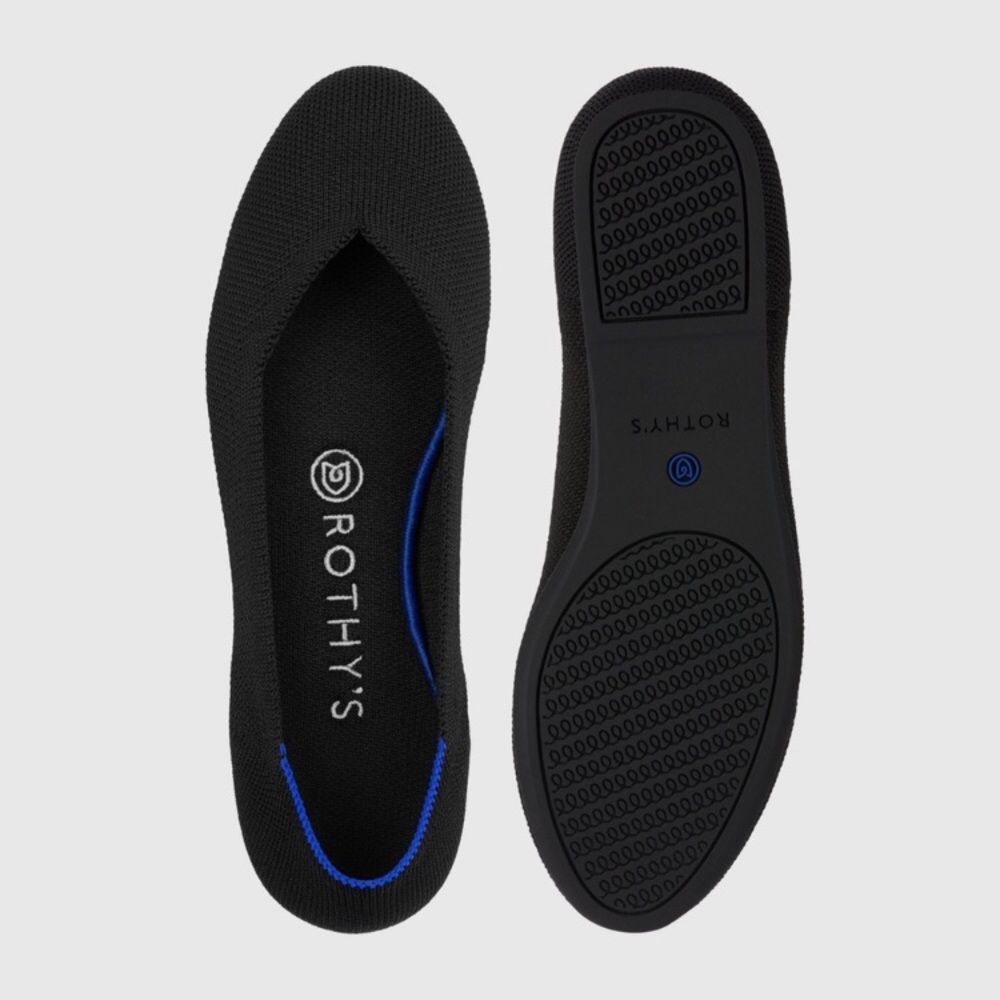 New Black Rothy’s flats, size 8